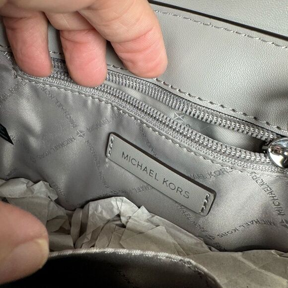 Michael Kors Medium Carmen Silver Embossed Convertible Bag NWT - Picture 10 of 13